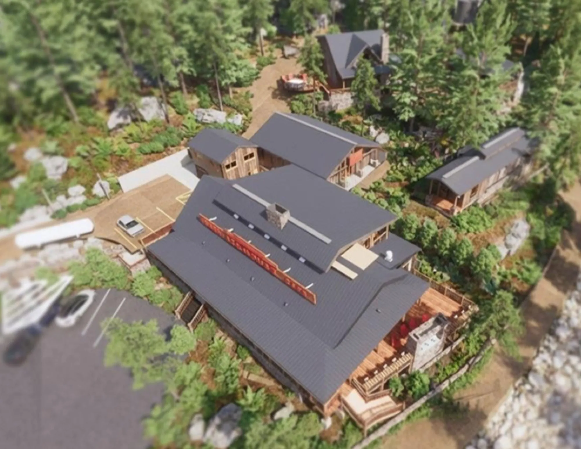 Historic cabin in a wooded mountain canyon