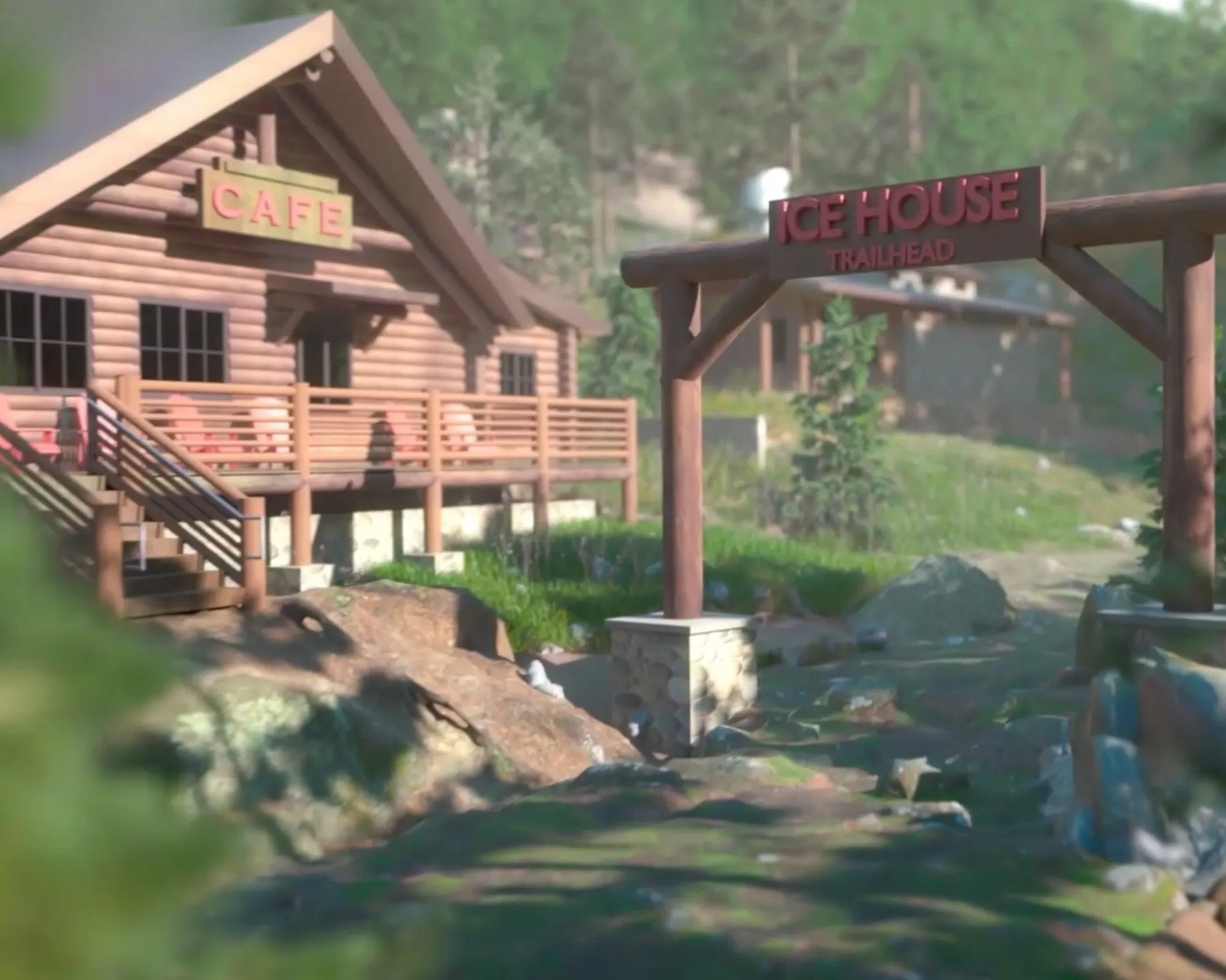 Historic cabin in a wooded mountain canyon